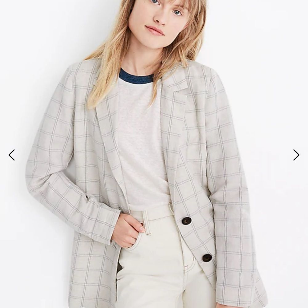 Madewell Light Gray Plaid Blazer
